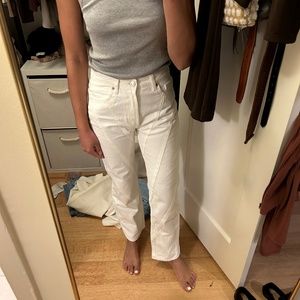 Zara White Straight Jeans